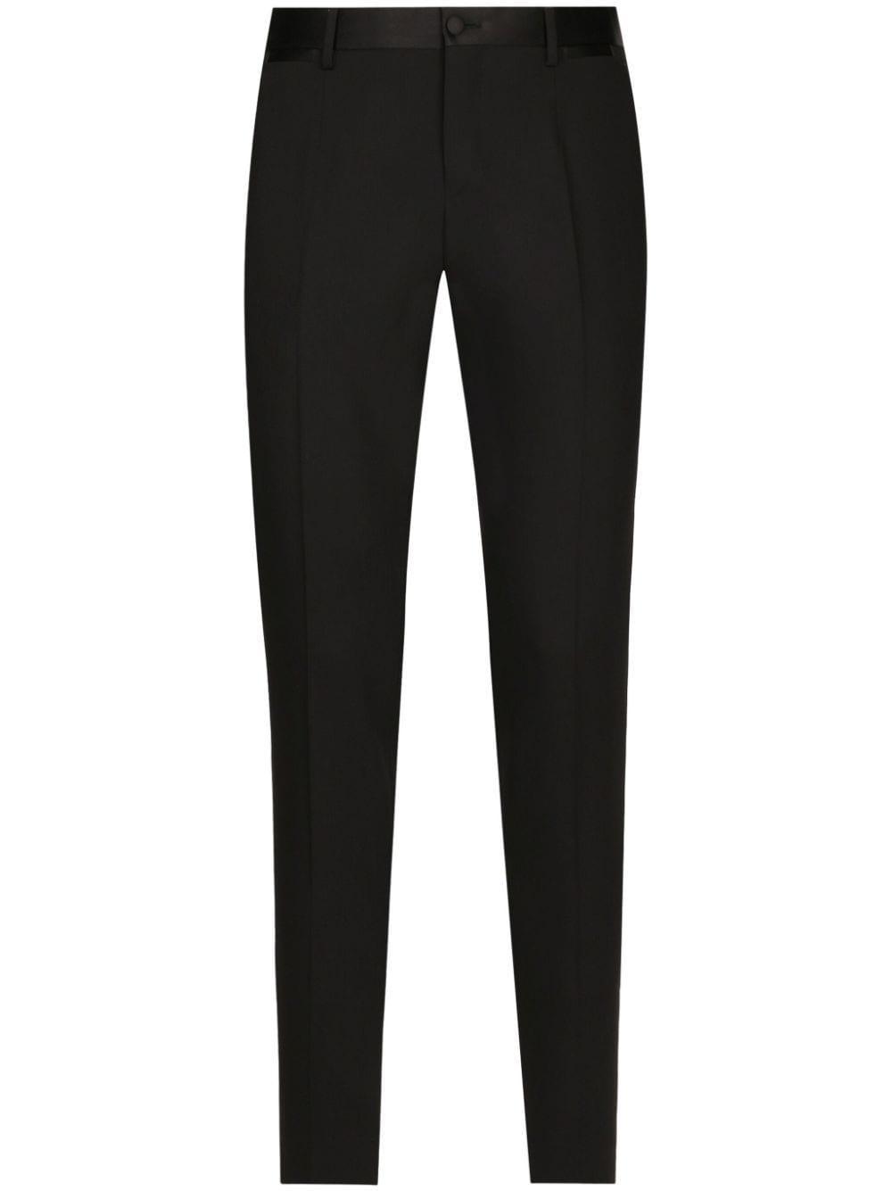 Tapered Cotton-blend Trousers In Black Product Image