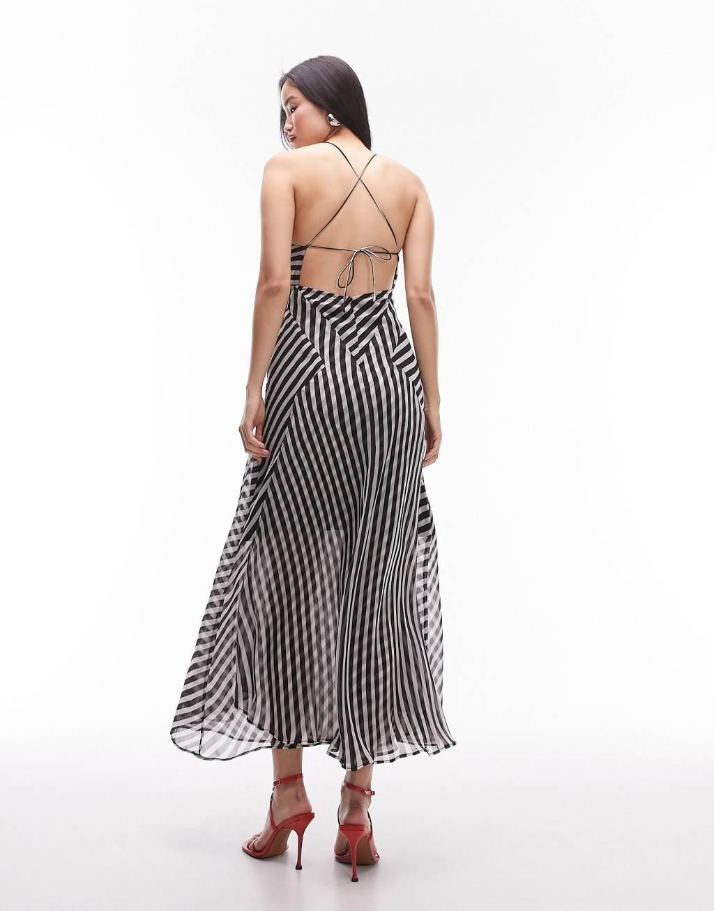 Topshop cami midi dress in stripe print product image