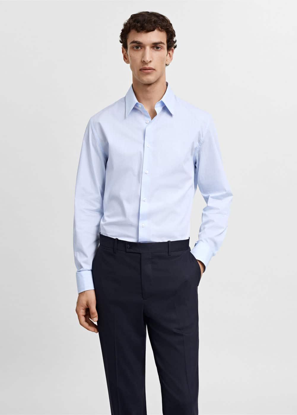 Mango Mens Regular-Fit Cotton Striped Dress Shirt Product Image