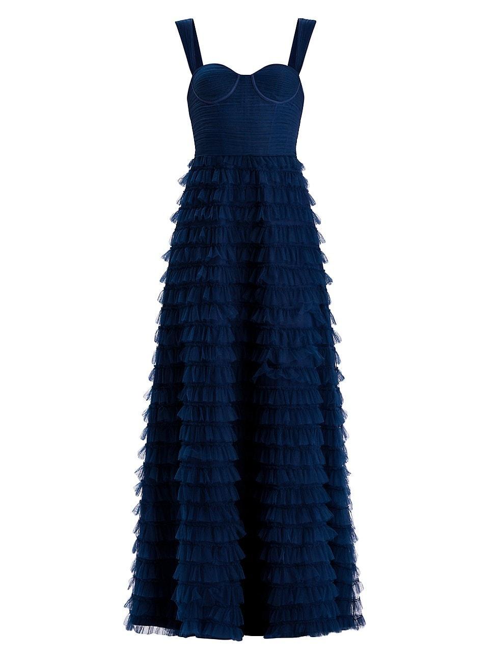 Womens Tiered Ruffled Gown Product Image