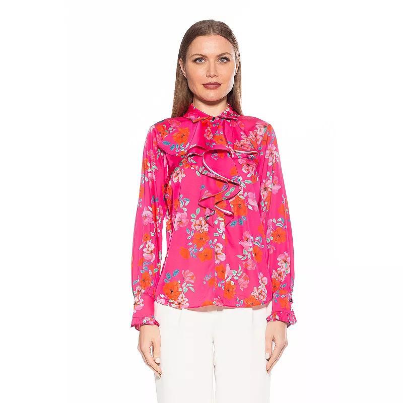 Womens ALEXIA ADMOR Brooks Silky Ruffle Blouse Product Image