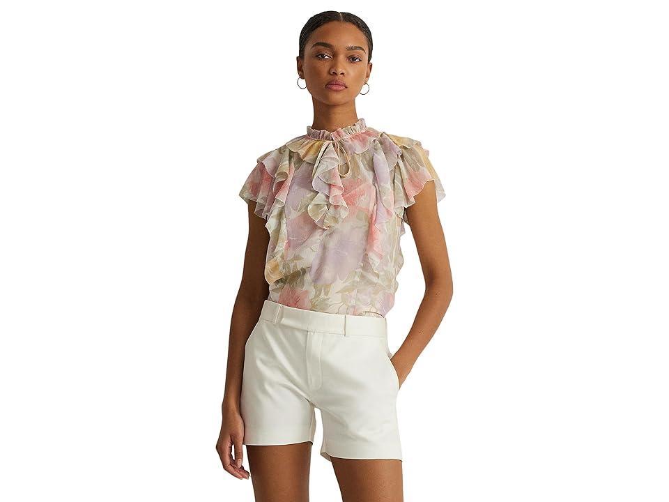 Lauren Ralph Lauren Womens Ruffled Flutter-Sleeve Blouse Product Image