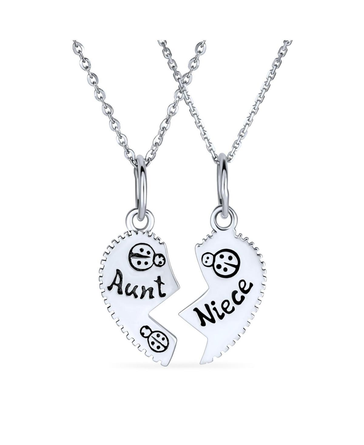 Bling Jewelry 2 Pcs Best Friend Aunt Niece Split Broken Puzzle Heart Break Apart Pendant Necklace For Women Sterling Silver Product Image