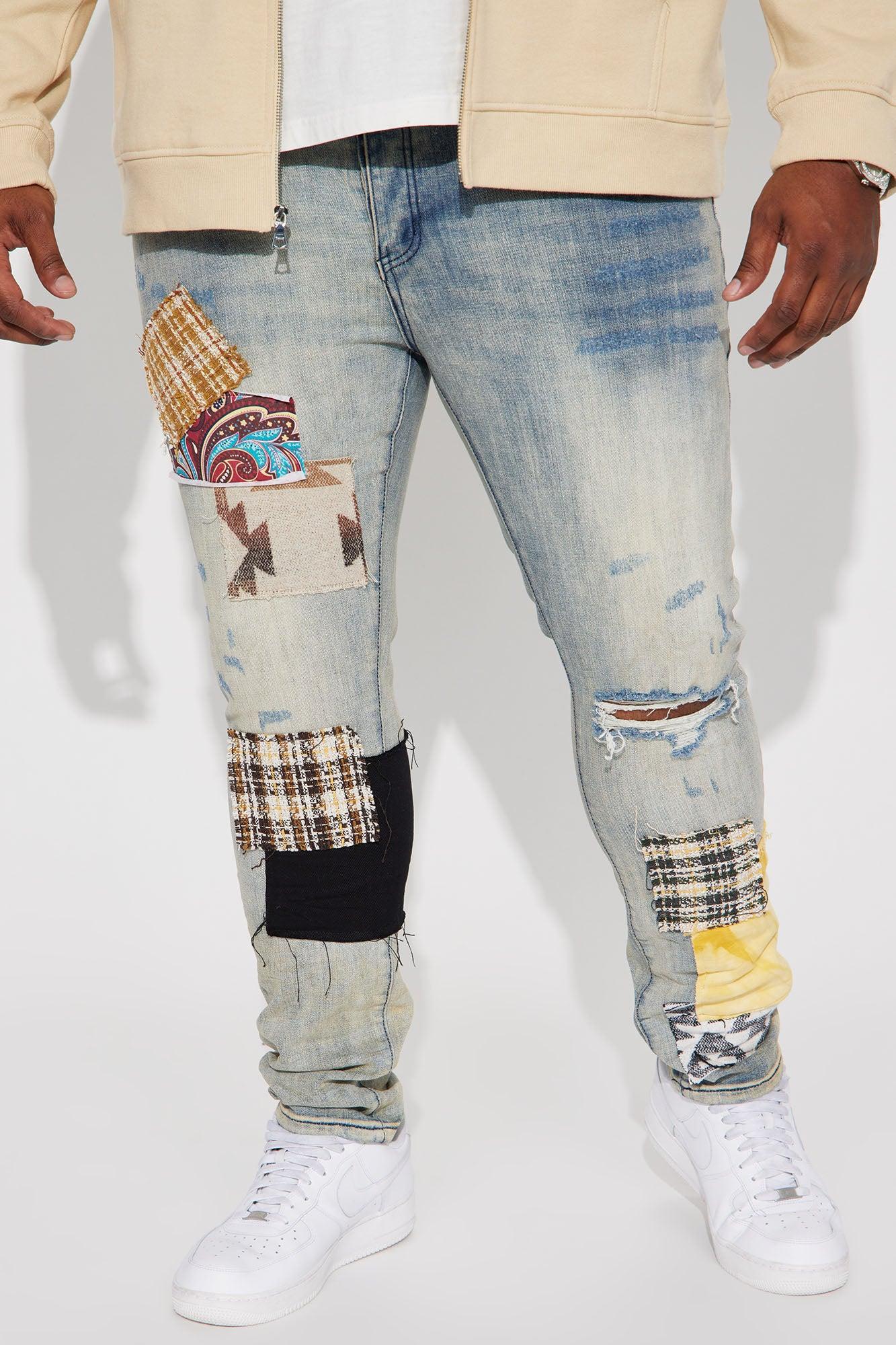 Patchwork Day Stacked Skinny Jeans - Medium Wash Product Image