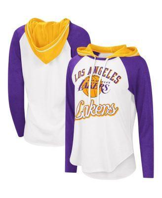 Womens G-iii 4Her by Carl Banks White Los Angeles Lakers Mvp Raglan Hoodie Long Sleeve T-shirt Product Image