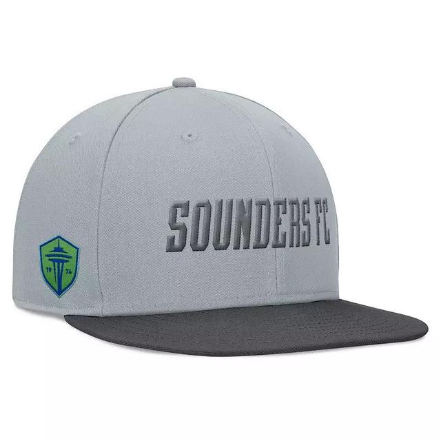 Mens Fanatics Branded Gray/Black Seattle Sounders FC Smoke Snapback Hat Product Image