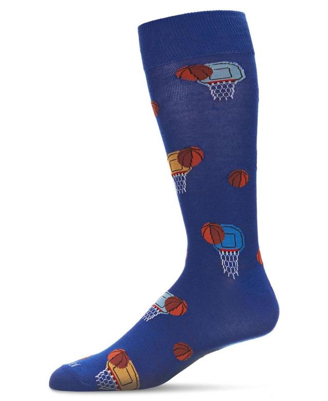 MeMoi Mens Basketball Game Rayon from Bamboo Blend Novelty Crew Socks Product Image