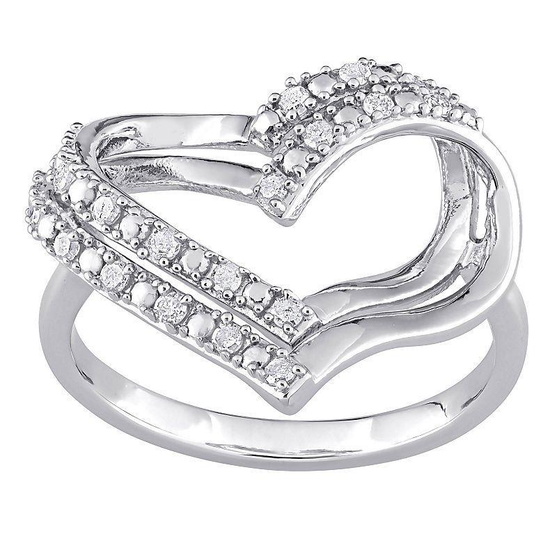 Stella Grace Sterling Silver 1/5 Carat T.W. Diamond Heart Ring, Womens Product Image