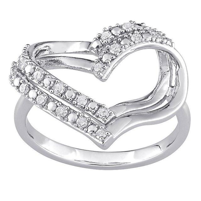 Stella Grace Sterling Silver 1/5 Carat T.W. Diamond Heart Ring, Womens White Product Image