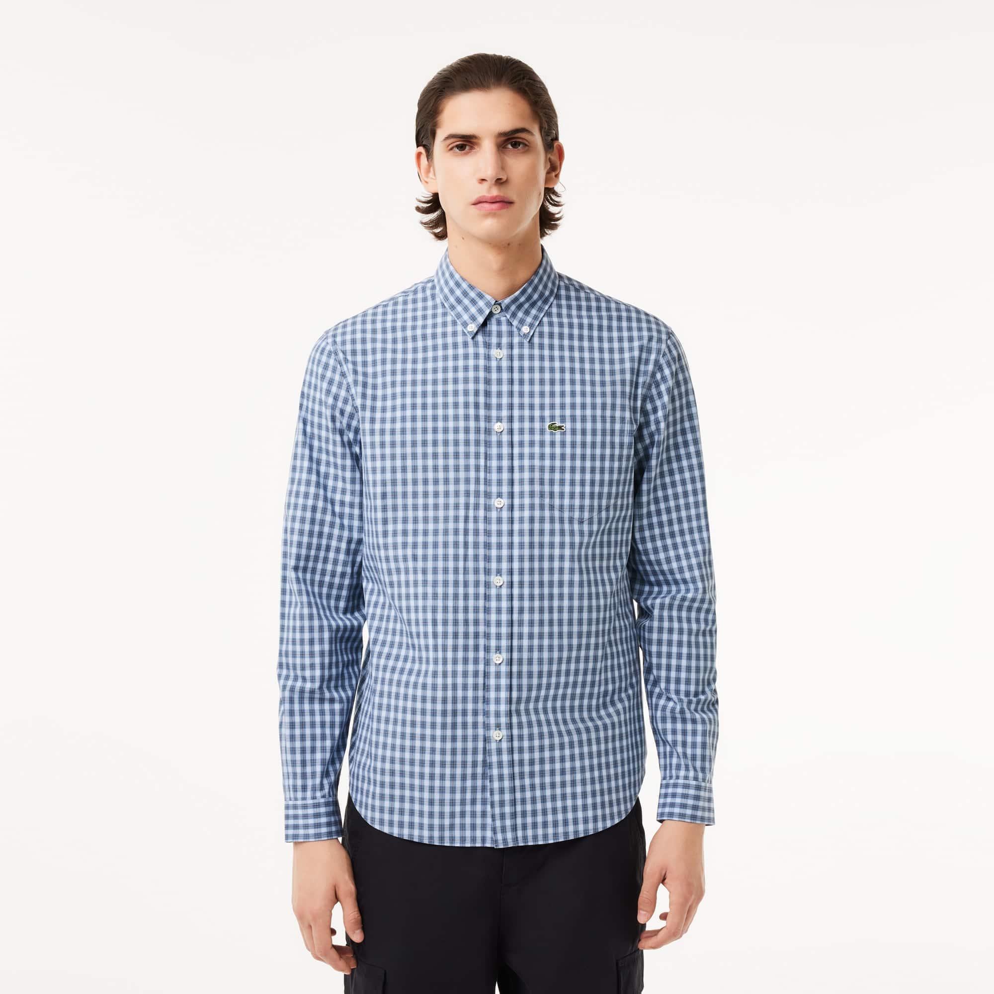 Regular Fit Plaid Poplin Shirt Product Image