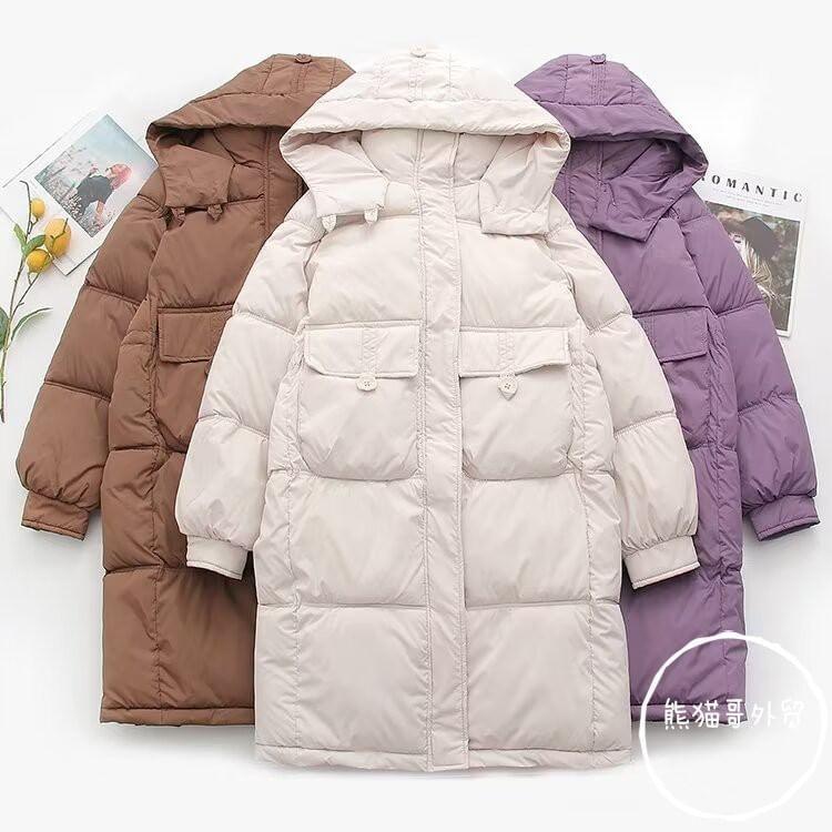 Plain Hooded Midi Puffer Jacket Product Image