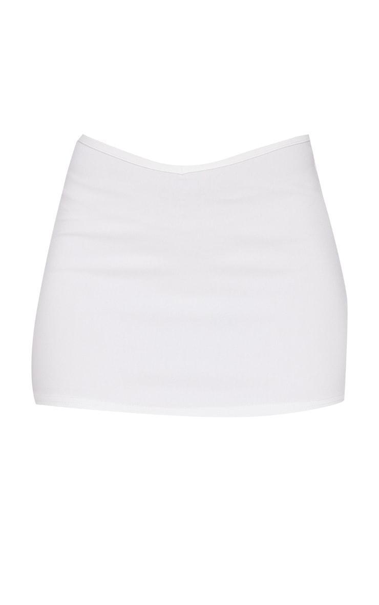 White Stretch Woven V Front Low Rise Extreme Micro Mini Skirt Product Image