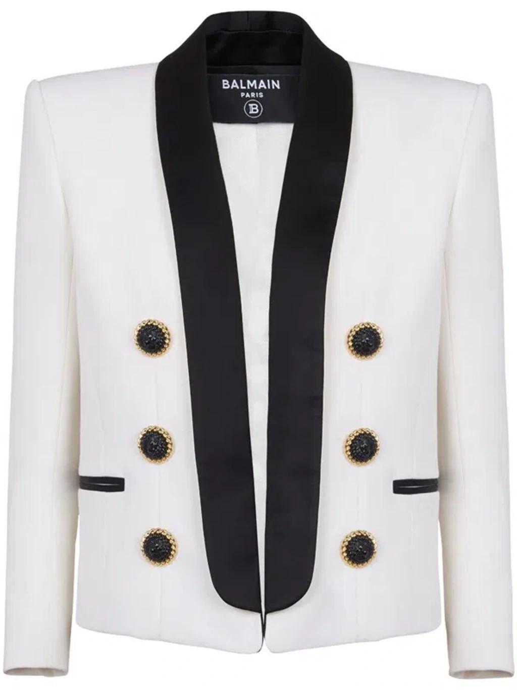 BALMAIN Two-tone Jacket In White Product Image