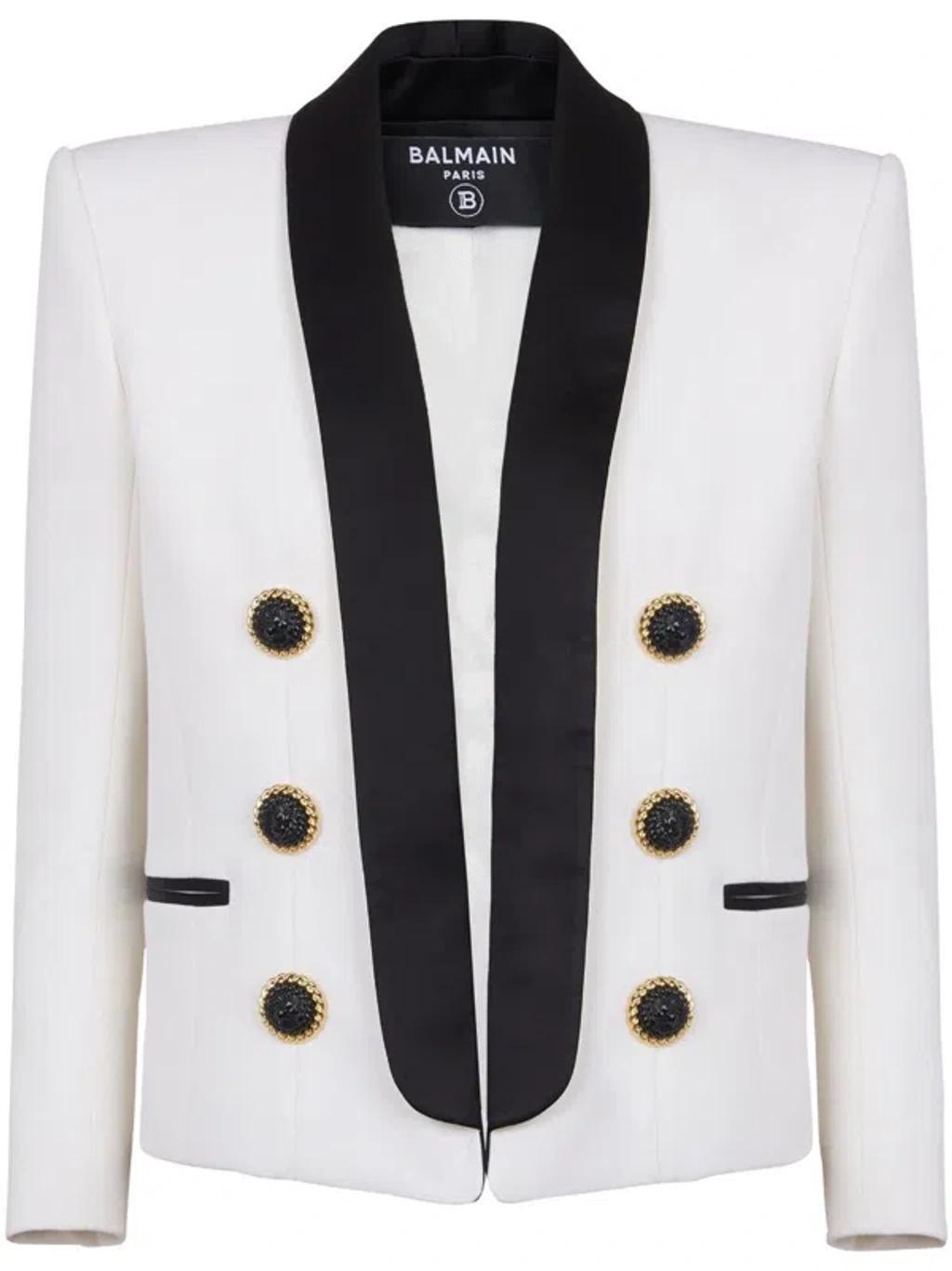 BALMAIN Two-tone Jacket In White Product Image