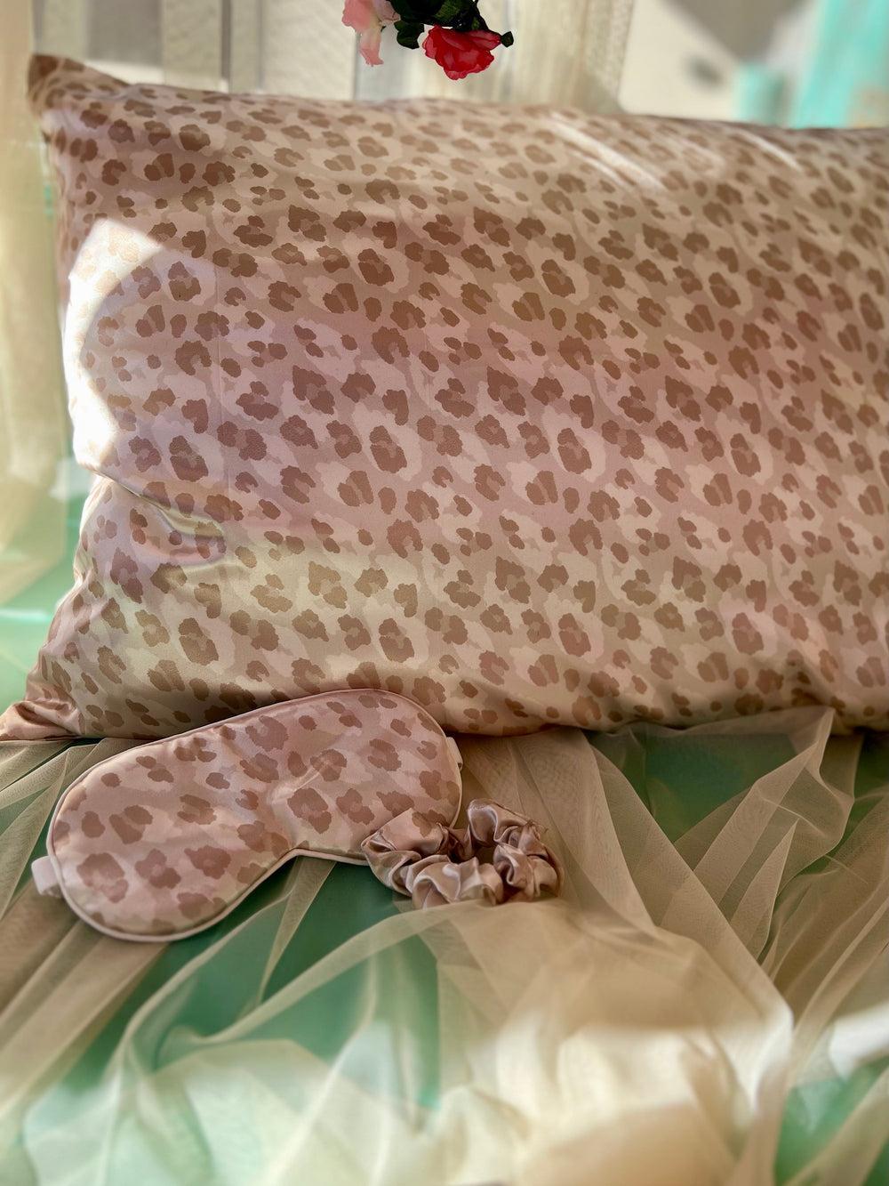 The Beige Satin Leopard Sleep Set Product Image