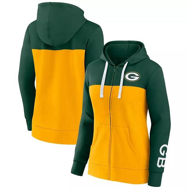 Womens Fanatics Branded /Gold Bay Packers Take The Field Color Block Full-Zip Hoodie Product Image