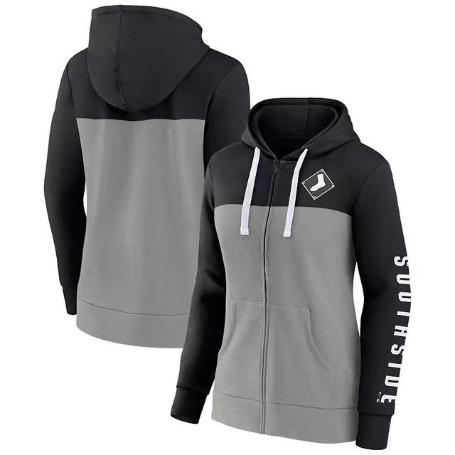 Womens Fanatics Branded /Gray Milwaukee Brewers Take The Field Colorblocked Hoodie Full-Zip Jacket Blue Product Image