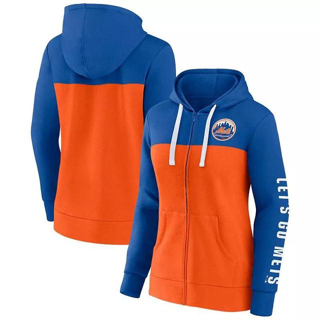 Womens Fanatics Branded Royal/Orange New York Mets Take The Field Colorblocked Hoodie Full-Zip Jacket Product Image