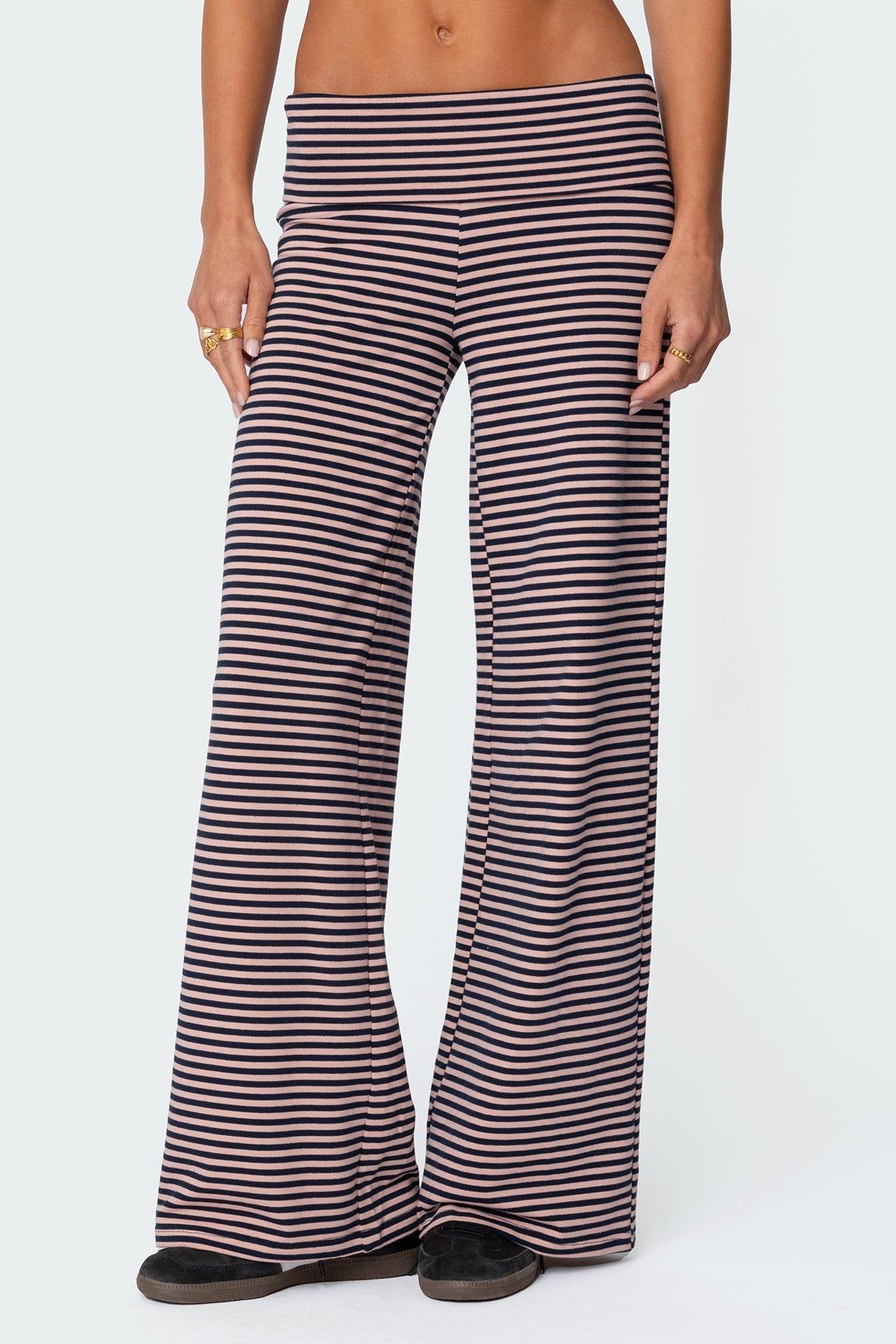 Lilah Striped Fold Over Pants Product Image