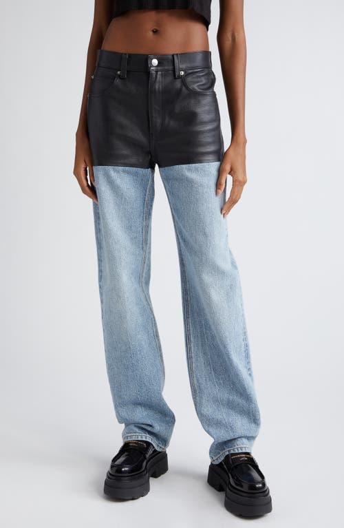 Alexander Wang Leather & Denim Five-Pocket Straight Leg Pants Product Image