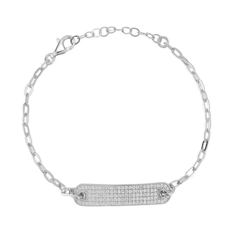 Sunkissed Sterling Cubic Zirconia Bar Chain Bracelet, Womens Silver Tone Product Image