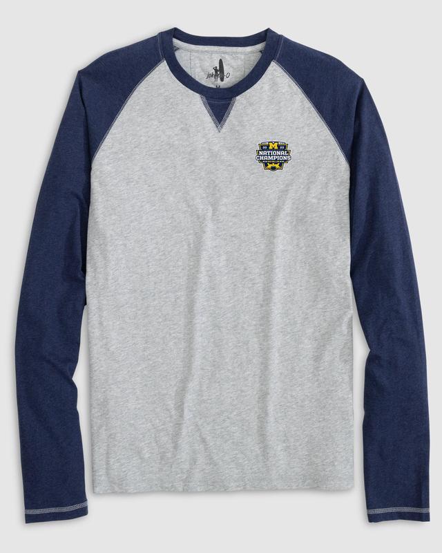 johnnie-O Michigan Alsen Long Sleeve Baseball Tee - 2023 CFP Champions Logo Product Image