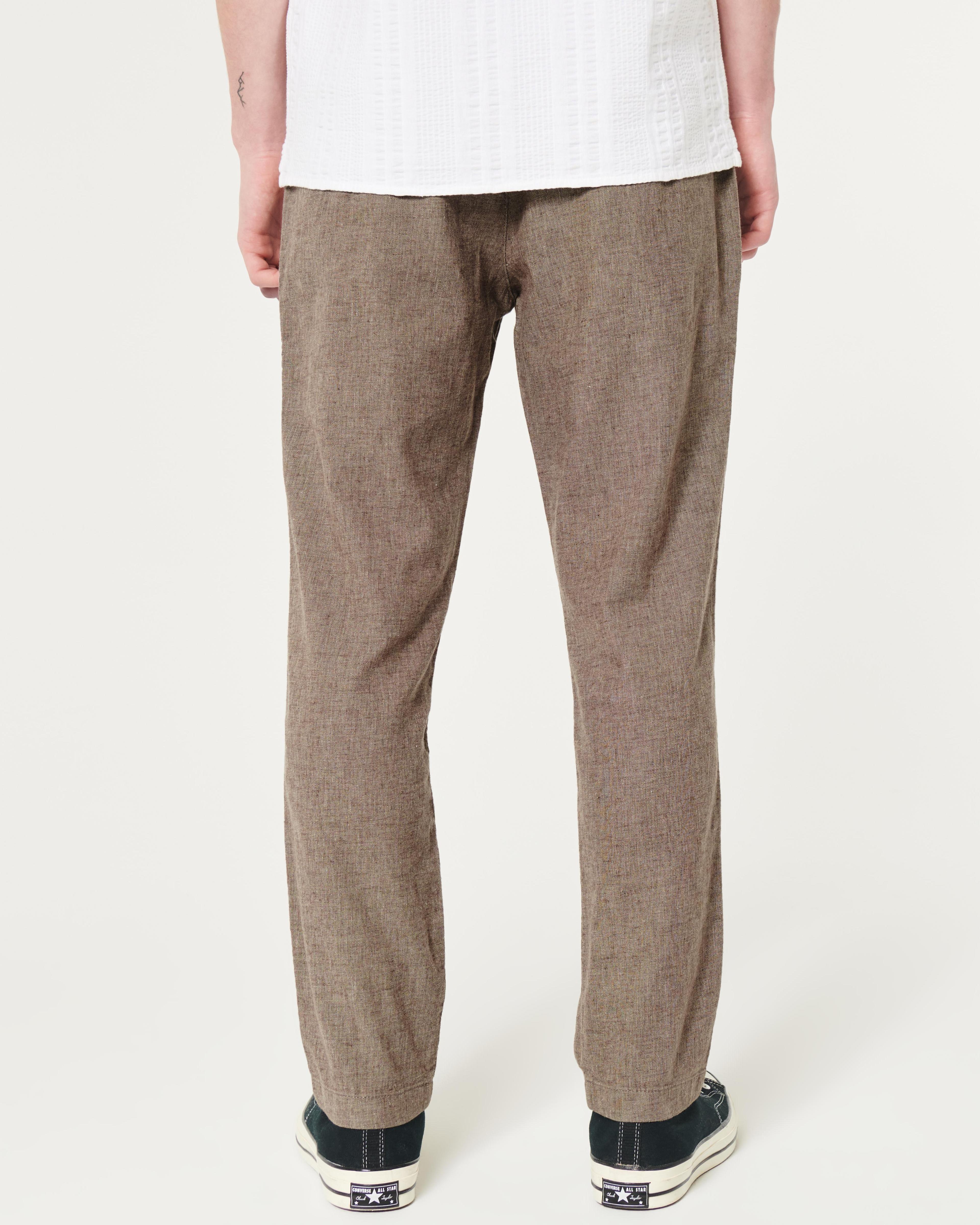 Slim Straight Stretch Linen-Blend Pants Product Image