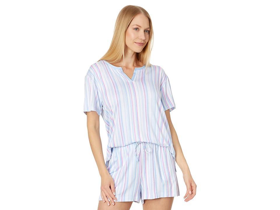 Tommy Bahama Short Sleeve Short PJ Set Stripe) Women's Pajama Sets Product Image