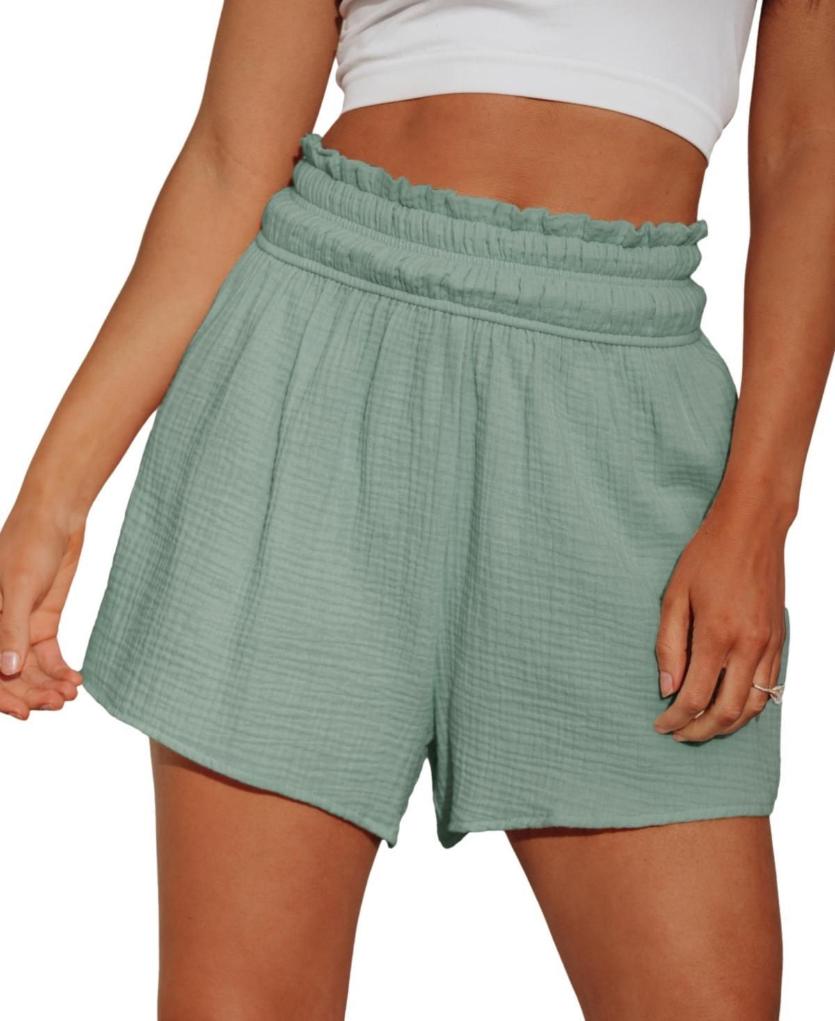 Cupshe Womens Smocked Paperbag Waist Shorts Product Image