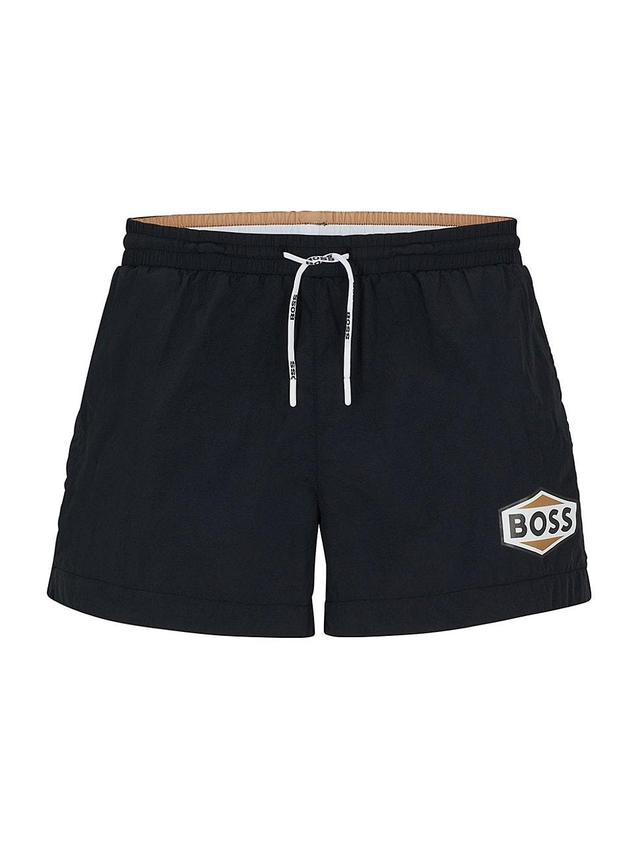 Mens Quick-Drying Swim Shorts With Logo Details Product Image