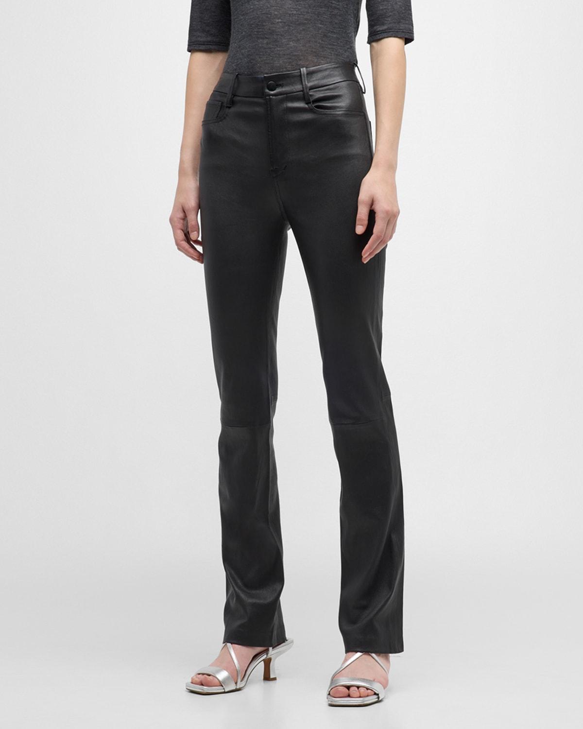 Womens Stretch Bootcut Leather Pants Product Image