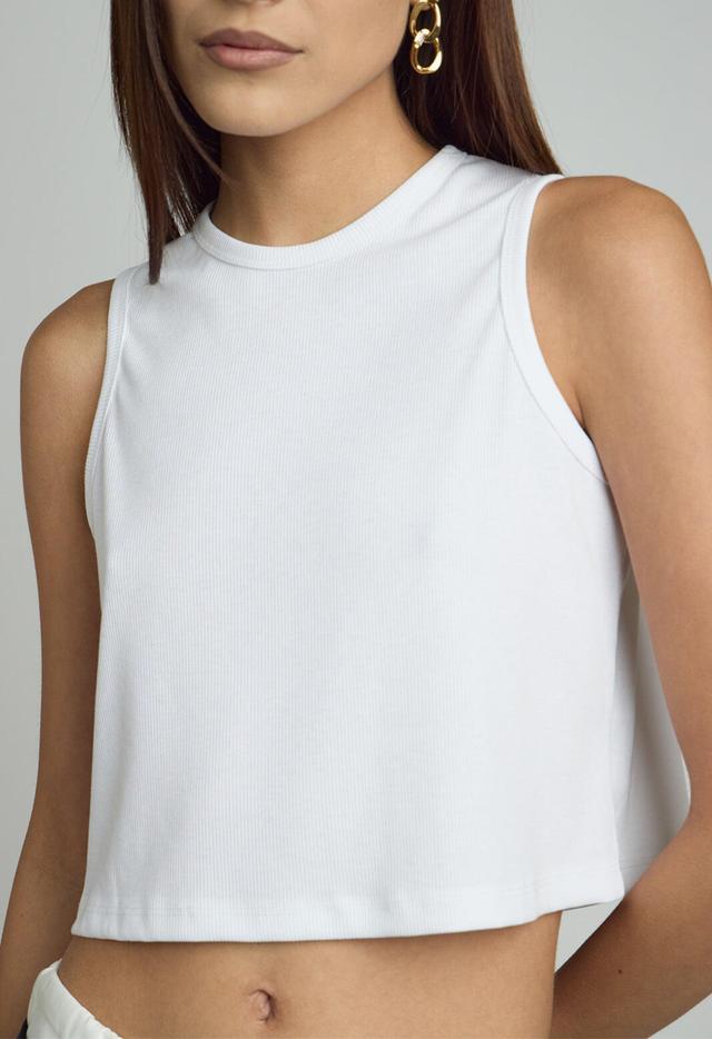 Ribbed Cropped Tank in White Product Image