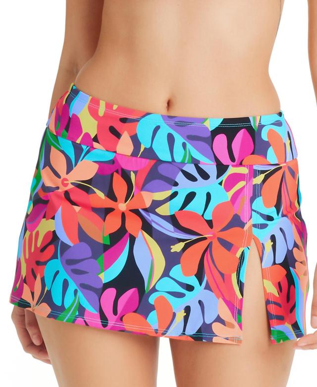 Bleu Rod Beattie Bold Rush Floral Printed High Waist Skirted Swim Bottom Product Image