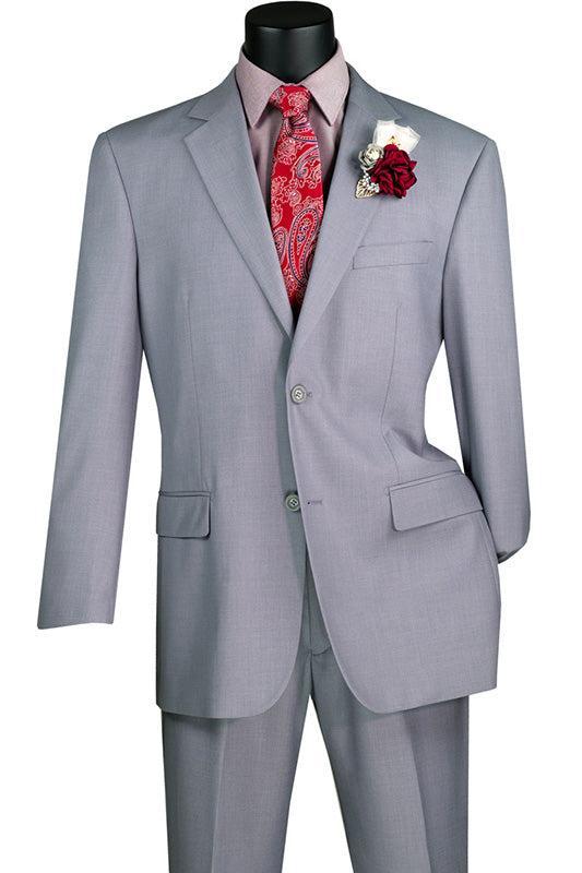 Nola Collection - Light Gray Regular Fit 2 Piece Suit Flat Front Pants with 2″ Elastic Waist Band Product Image