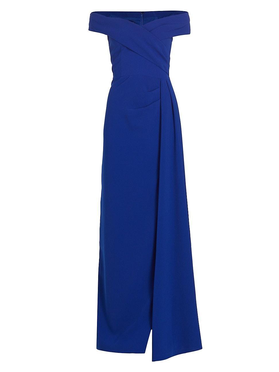 Womens Off-The-Shoulder Crepe Draped Gown Product Image