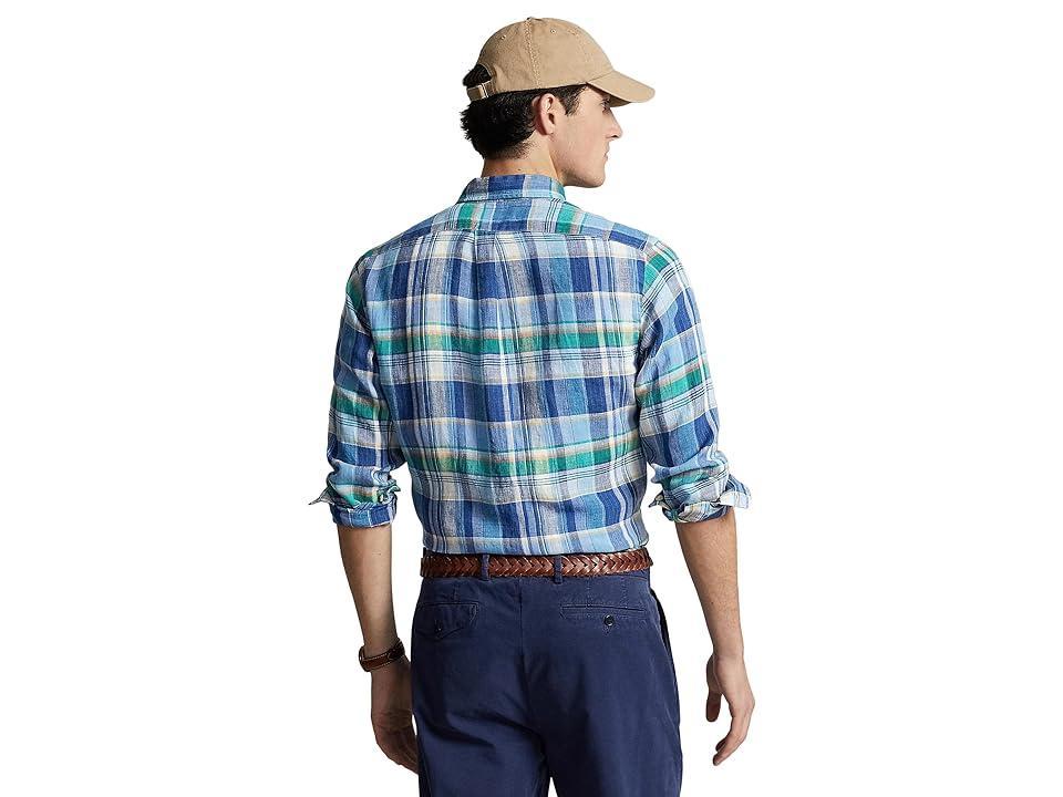 Polo Ralph Lauren Classic Fit Plaid Linen Shirt (6357A /Green Multi) Men's Clothing Product Image