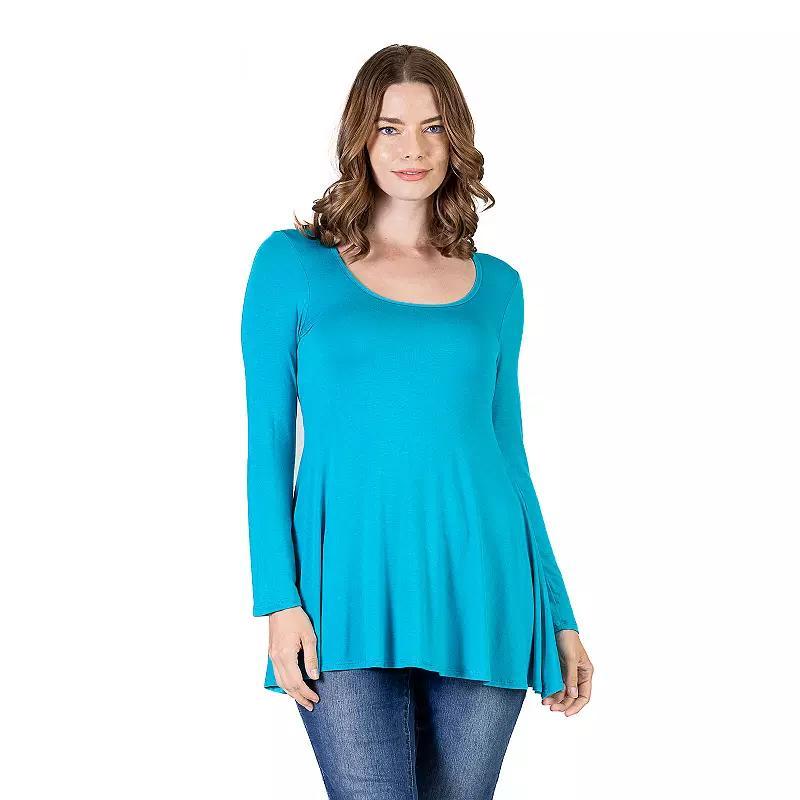 Womens 24Seven Comfort Apparel Swing Style Flared Tunic Top Grey Product Image