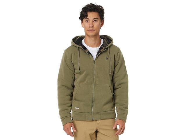 U.S. POLO ASSN. USPA Solid Full Zip Camo Lined Sherpa Hoodie (Urban Jungle) Men's Coat Product Image