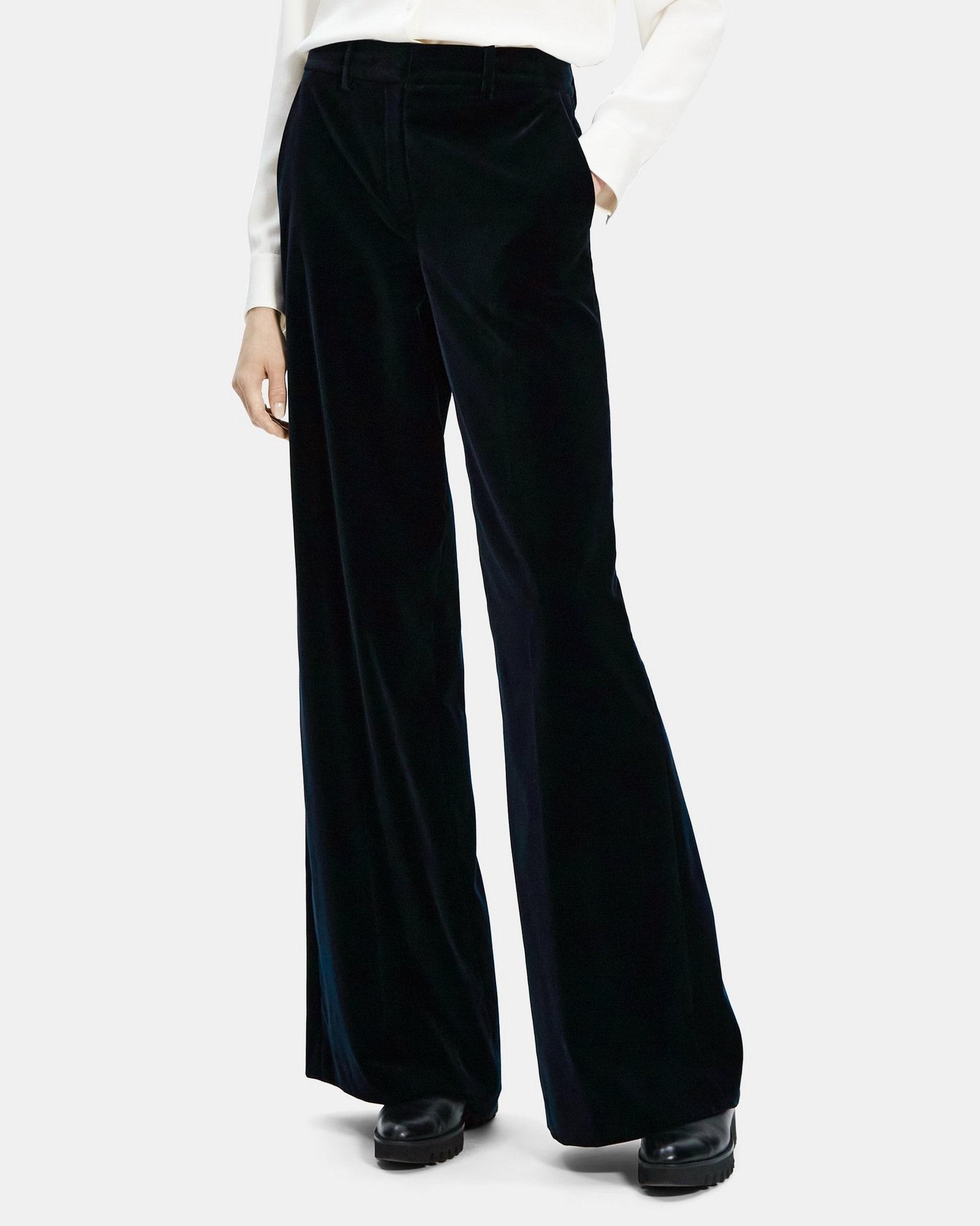 Flared Low-Waist Pant in Stretch Velvet Product Image