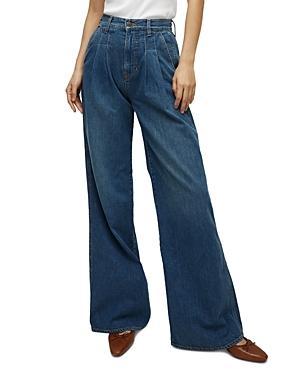 Womens Mia High-Rise Pleated WIde-Leg Jeans Product Image