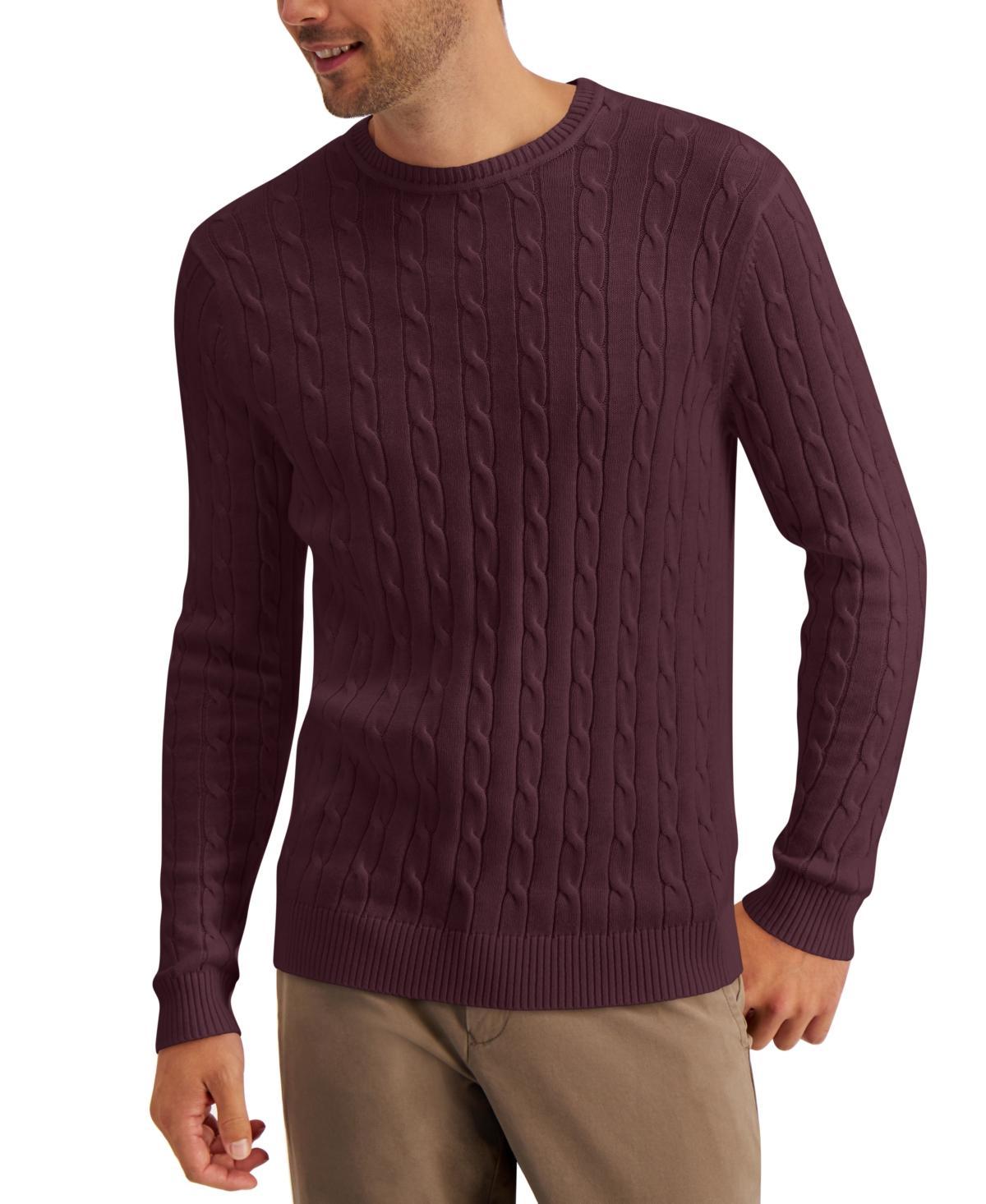 Club Room Mens Cable-Knit Cotton Sweater, Created for Macys Product Image