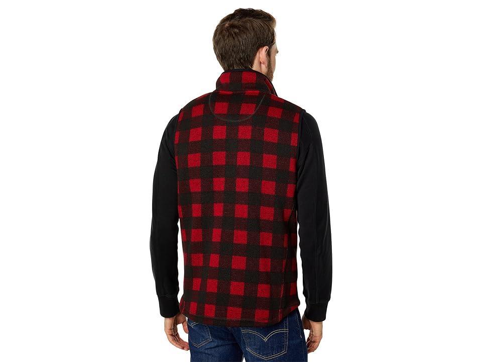 L.L.Bean Sweater Fleece Vest Printed (Buffalo Plaid Garnet) Men's Clothing Product Image