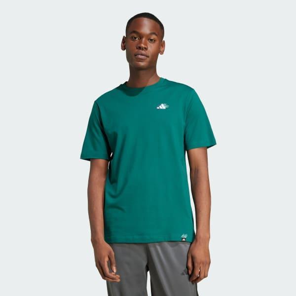 adidas Lounge Mini Embroidery Graphic Tee Collegiate Green L Mens Product Image