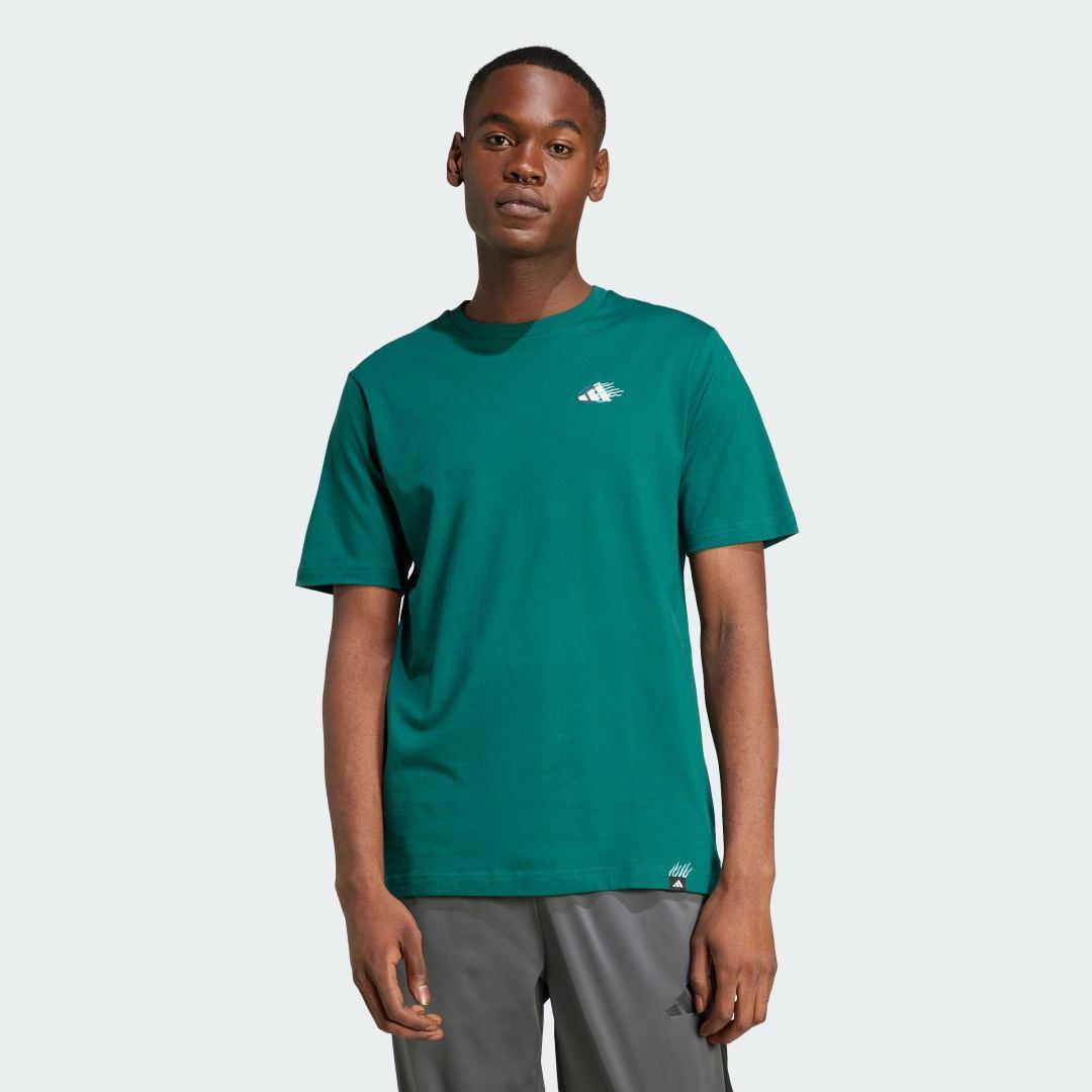 adidas Lounge Mini Embroidery Graphic Tee Collegiate Green L Mens Product Image