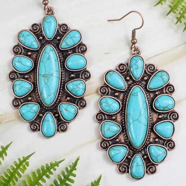 Western Scroll & Stone Earrings- 4 Colors product image