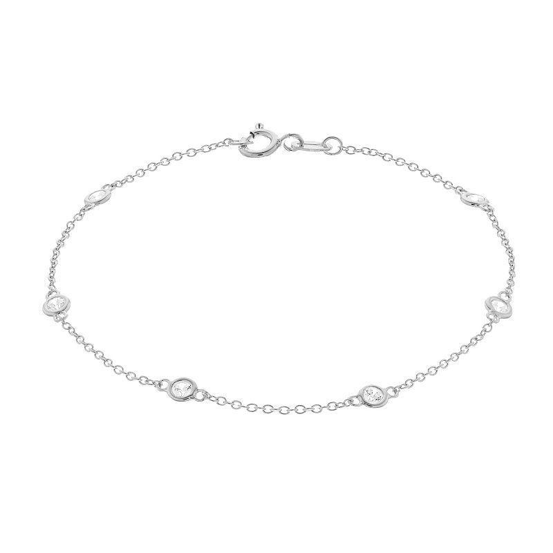 Rosabella Sterling Silver Cubic Zirconia Station Bracelet, Womens Product Image