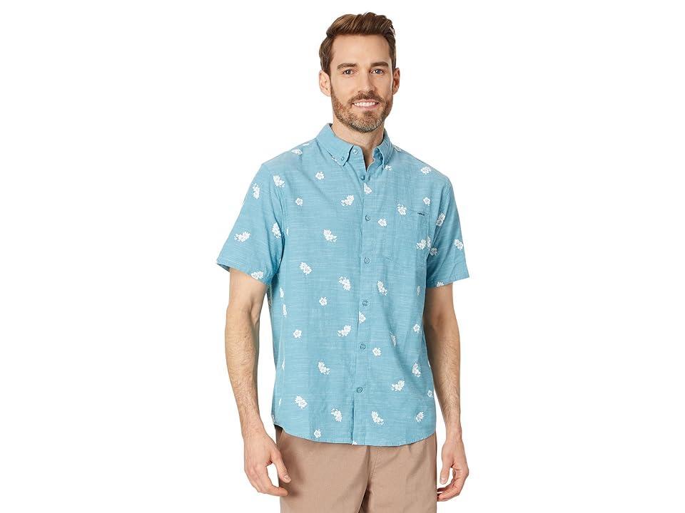 Hurley One Only Stretch Print Short Sleeve Woven (Tahitian Teal) Men's Clothing Product Image