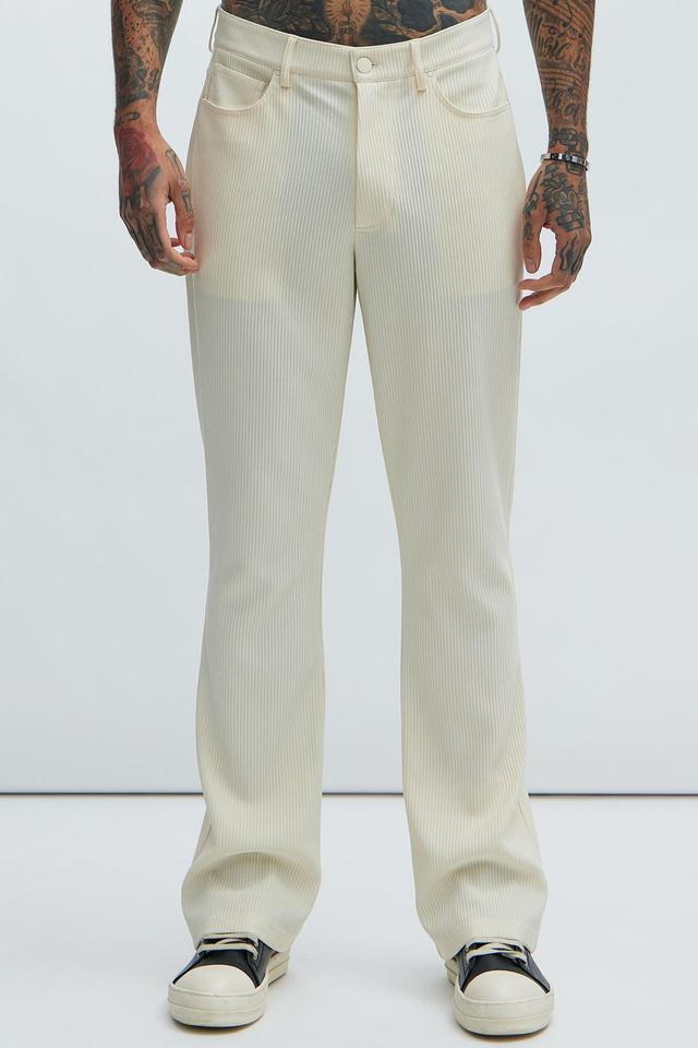 Show Up Stacked Slim Flare Pants - Off White Product Image