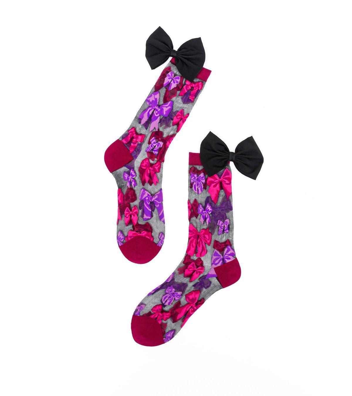 Sock Candy Womens Big Bow Energy Black Sheer Sock Product Image