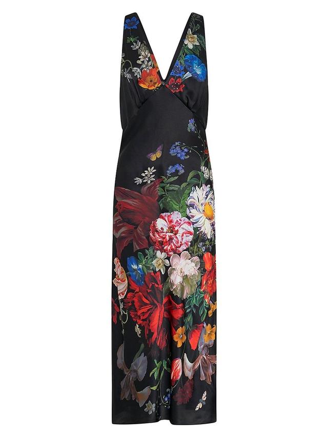 Womens Floral Silk V-Neck Slipdress Product Image